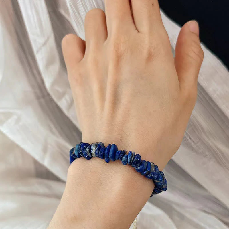 Buddha Stones Natural Irregular Design Lapis Lazuli Lazurite Positive Bracelet