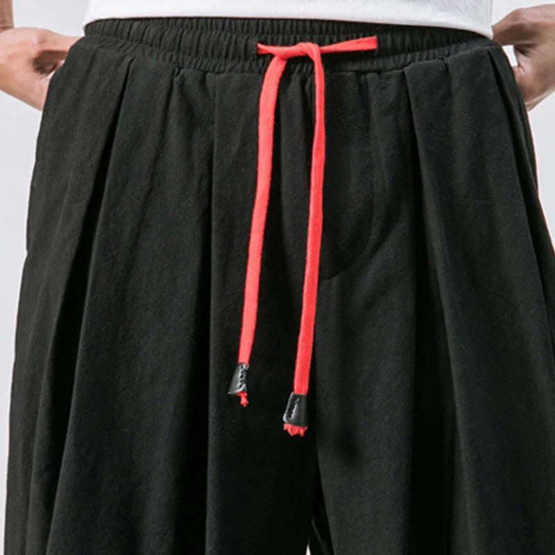 Buddha Stones Casual Sports Men's Solid Color Cotton Drawstring Pants With Pockets