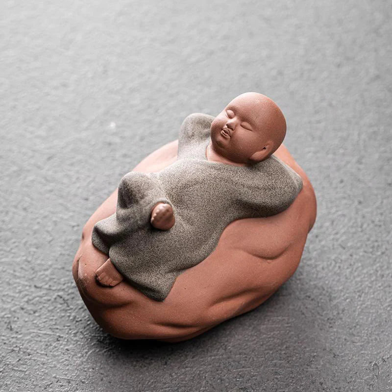 Buddha Stones Looking Up Resting Monk Ceramic Statue Compassion Home Decoration