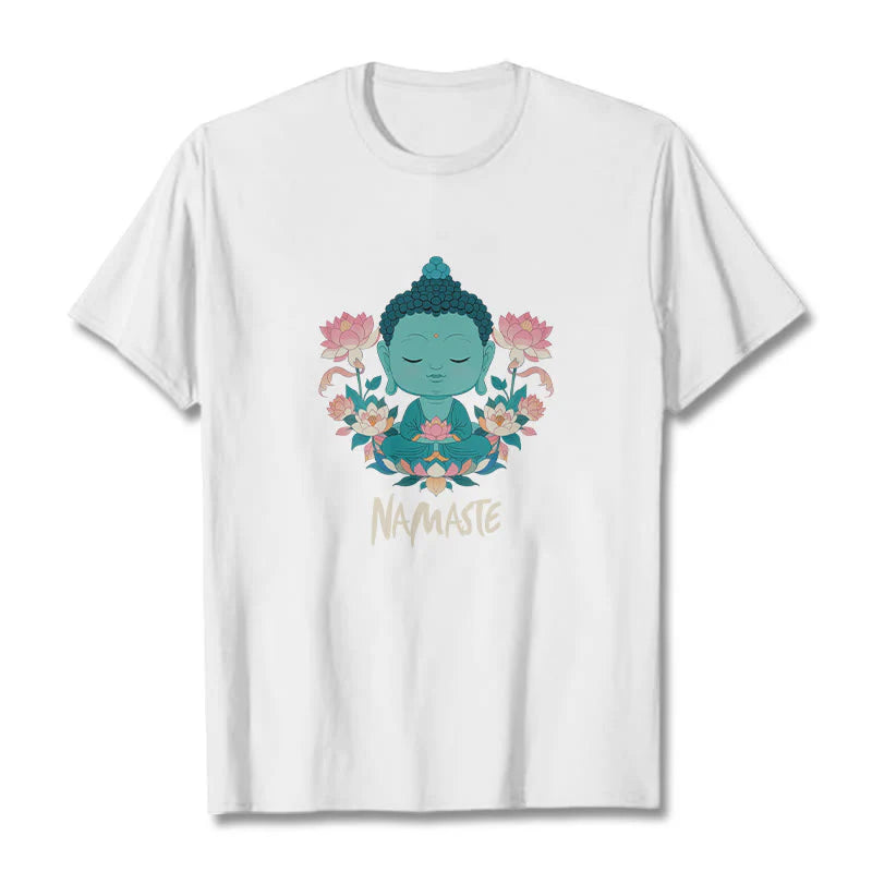 Buddha Stones NAMASTE Buddha Lotus Meditation Tee T-shirt