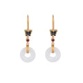Buddha Stones FengShui White Jade Butterfly Fortune Earrings