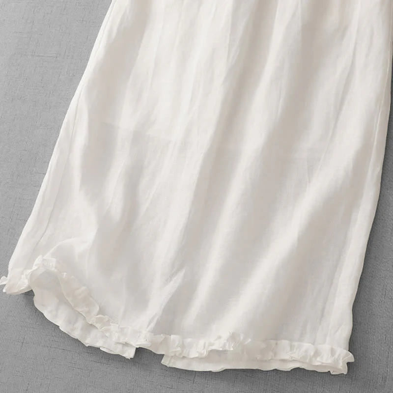 Buddha Stones Commute Elastic Waistband Pleated Hem Capri Length Women's Lined Skirt With Pockets