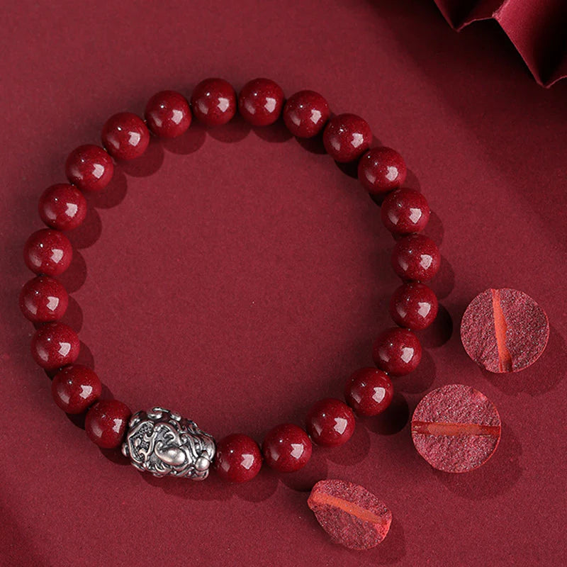 Buddha Stones 999 Sterling Silver PiXiu Natural Cinnabar Wealth Luck Bracelet (Extra 30% Off | USE CODE: FS30)