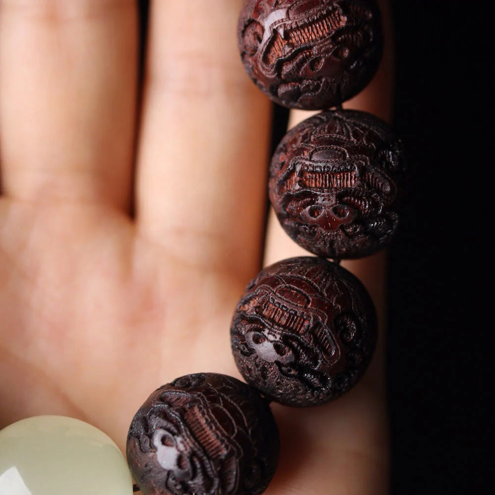 Buddha Stones Tibetan Rosewood Engraving PiXiu Warmth Bracelet