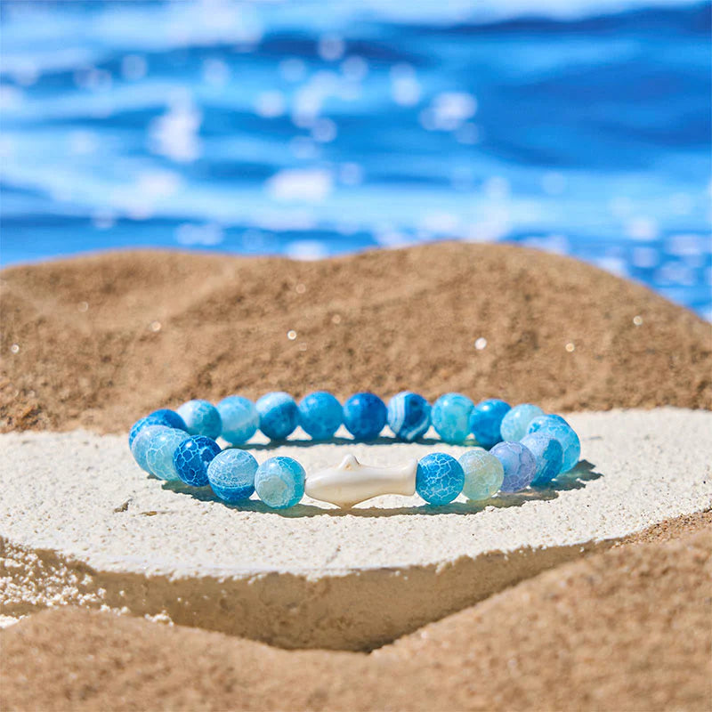 Buddha Stones Natural Agate Stone Shark Wisdom Bracelet