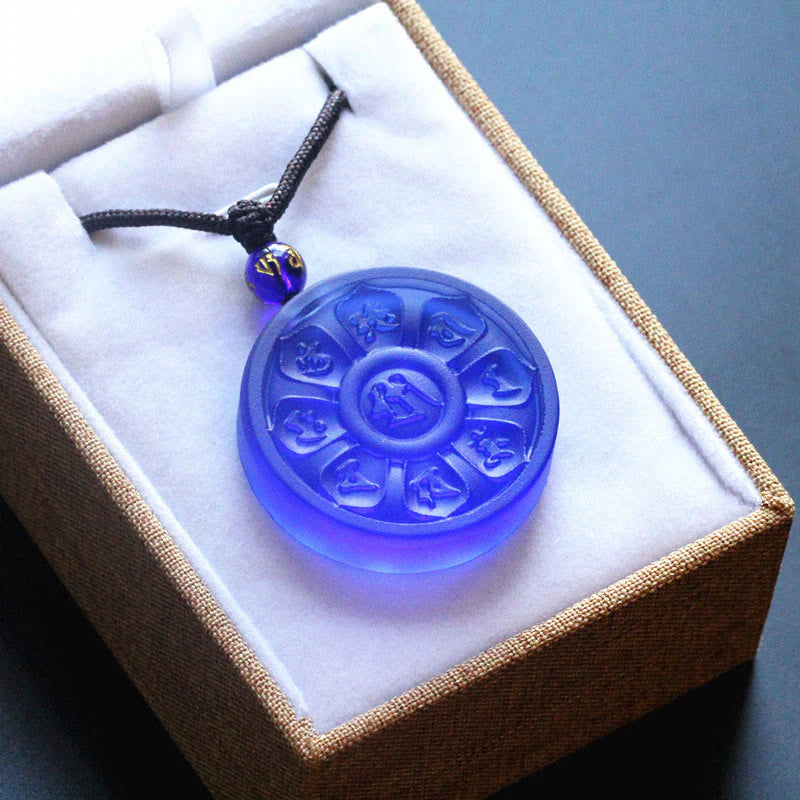 Buddha Stones Liuli Manjusri Lotus Enlightenment Necklace