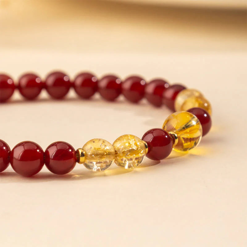 Buddha Stones Red Agate Citrine Confidence Pleasure Bracelet