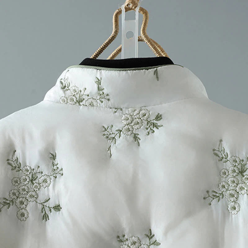 Buddha Stones Women's Embroidery Frog-button Long Sleeve Thicken Jacket With Pockets