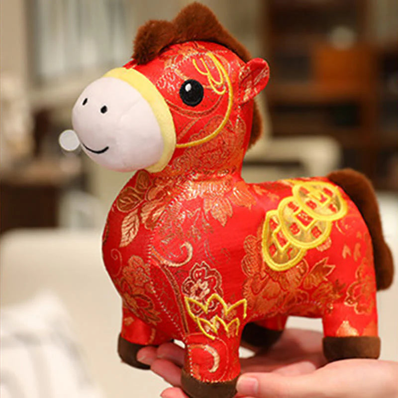 Buddha Stones Year of the Horse Copper Coins Plush Doll Home Decoration