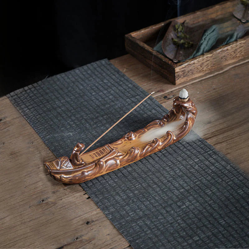 Buddha Stones Small Boat Cicada Home Decoration Incense Burner