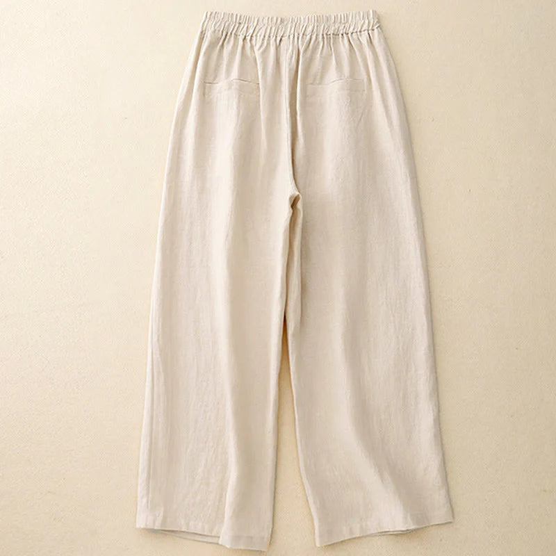Buddha Stones Women's Spring Plain Simple 7-8 Length Cotton Pants With Pockets