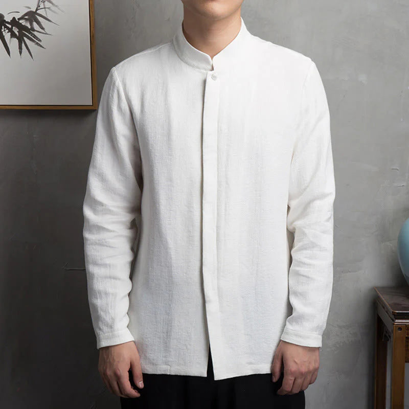 Buddha Stones Solid Color Chinese Tang Suit Jacket Men Clothing