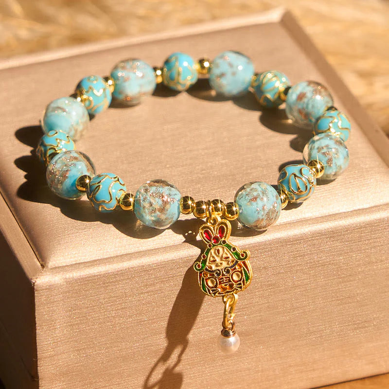 Buddha Stones Rabbit Liuli Glass Luck Bracelet