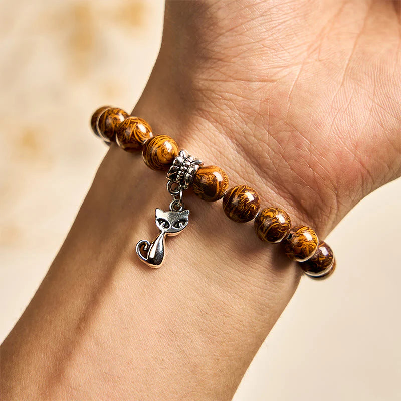 Buddha Stones Natural Stone Kitten Cat Head Protection Bracelet