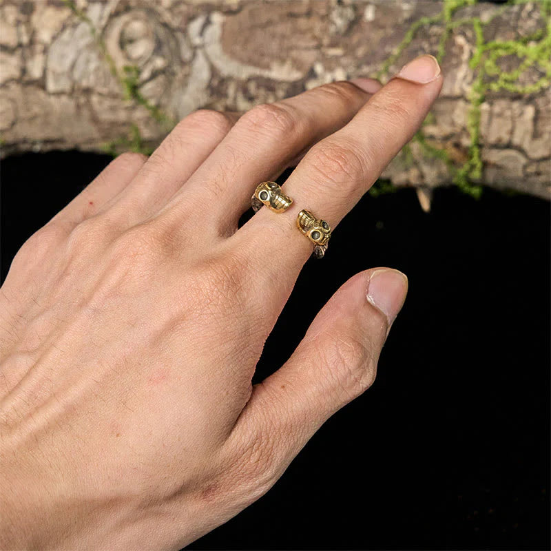 Buddha Stones The Lord Of The Corpse Forest Copper Double Skull Keep Away Evil Spirits Ring