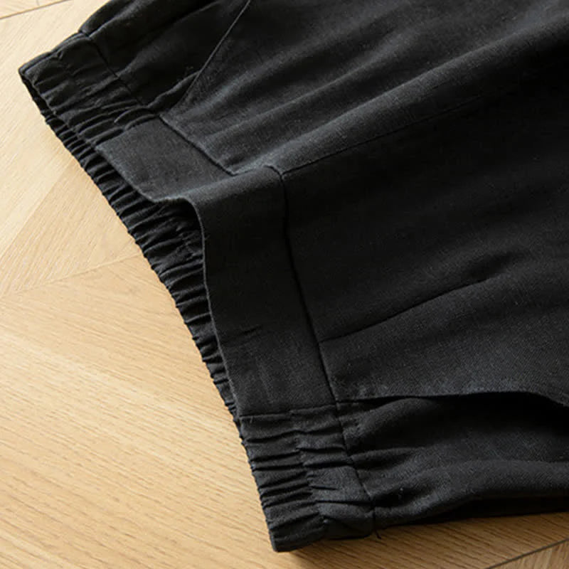 Buddha Stones Women's Spring High Elastic Waist Wide Leg Long Pants With Side Pockets