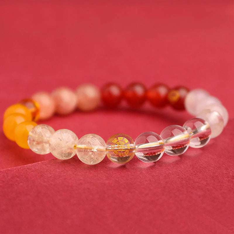 Buddha Stones Five Elements Various Agate Crystal Sun Stone Wisdom Bracelet