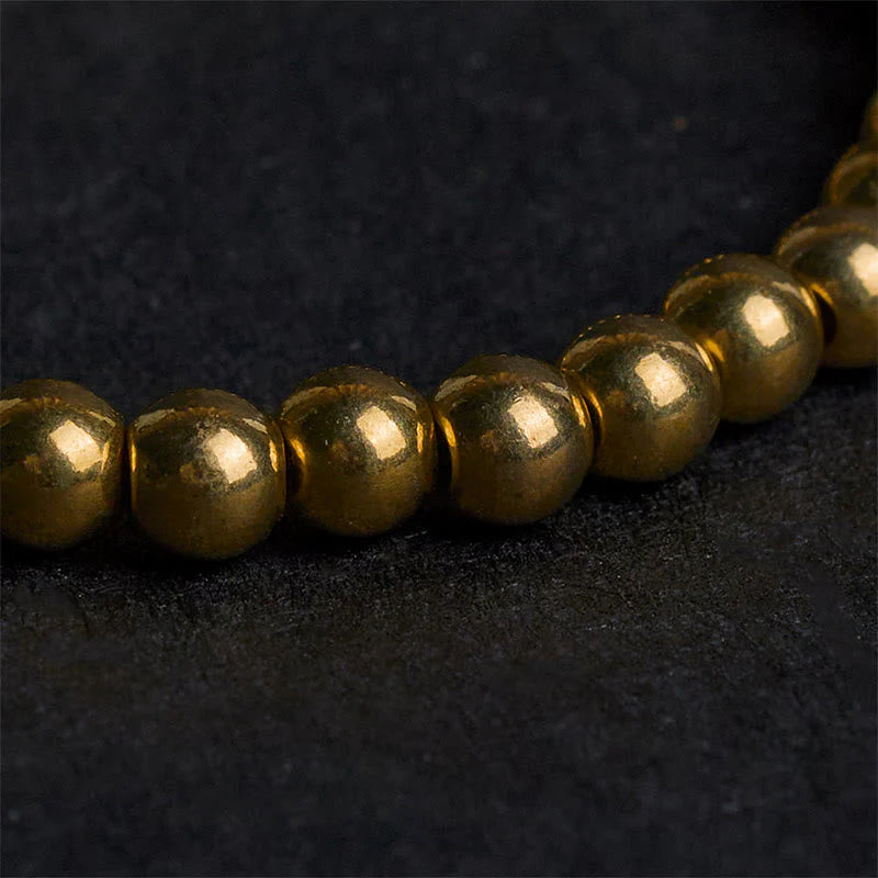 Buddha Stones Tibetan Retro Pure Copper Brass Bead Wealth Bracelet