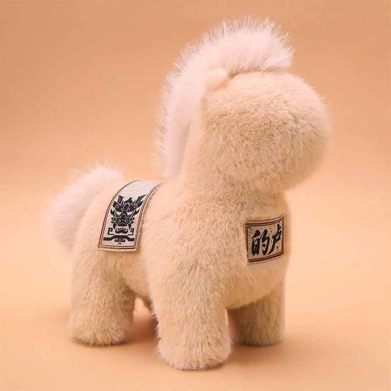 Buddha Stones Year Of The Horse Embroidered Saddle Pad Plush Doll Home Decoration