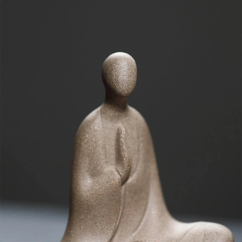 Buddha Stones Formless Buddha Prayering Ceramic Statue Zen Home Decoration 5*2.5*5.3cm