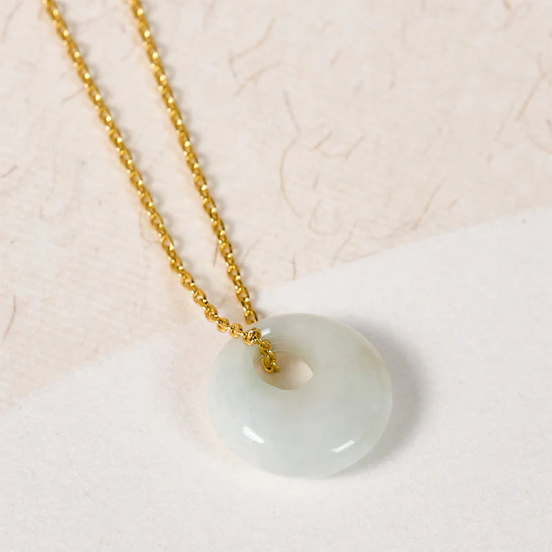 Buddha Stones Round Buckle Jade Luck Necklace Pendant