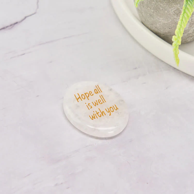 Buddha Stones Hope All Is Well With You Natural Clear Quartz White Crystal Palm Stone Energy Crystal Decor