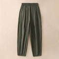 Buddha Stones Summer Simple Pure Color High Waisted Pleated Women's Harem Pants With Pockets