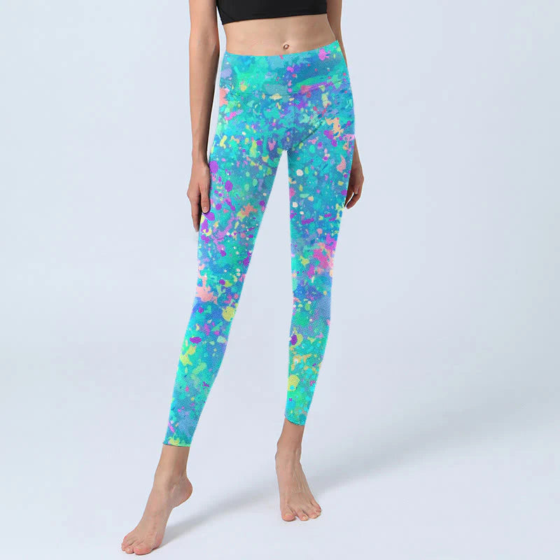 Buddha Stones Splash Ink Print Exercise Leggings Women's Yoga Pants