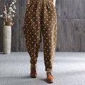 Buddha Stones Women's Fall Commute Printing Dot Pattern Corduroy Harem Pants With Pockets