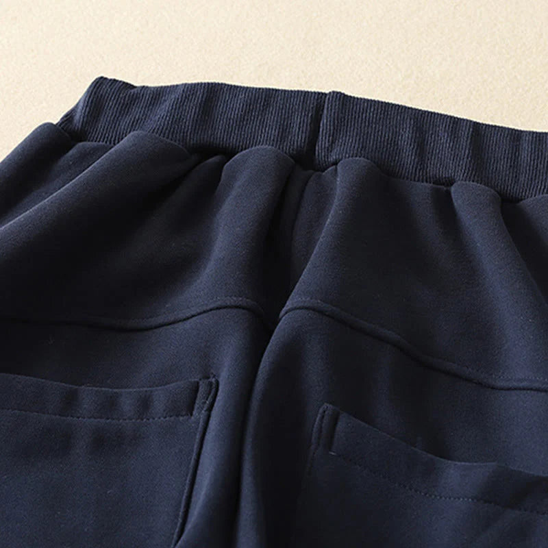 Buddha Stones Midnightblue Zipper Thermal Fleece-lined Women's Wide Leg Pants With Pockets
