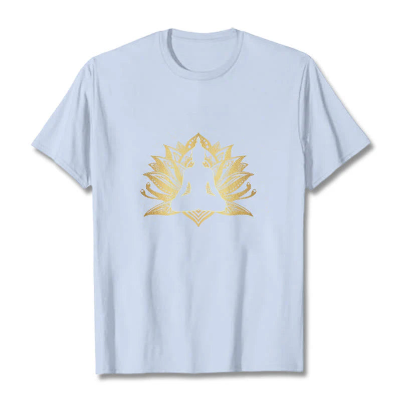 Buddha Stones Golden Lotus Meditation Buddha Tee T-shirt