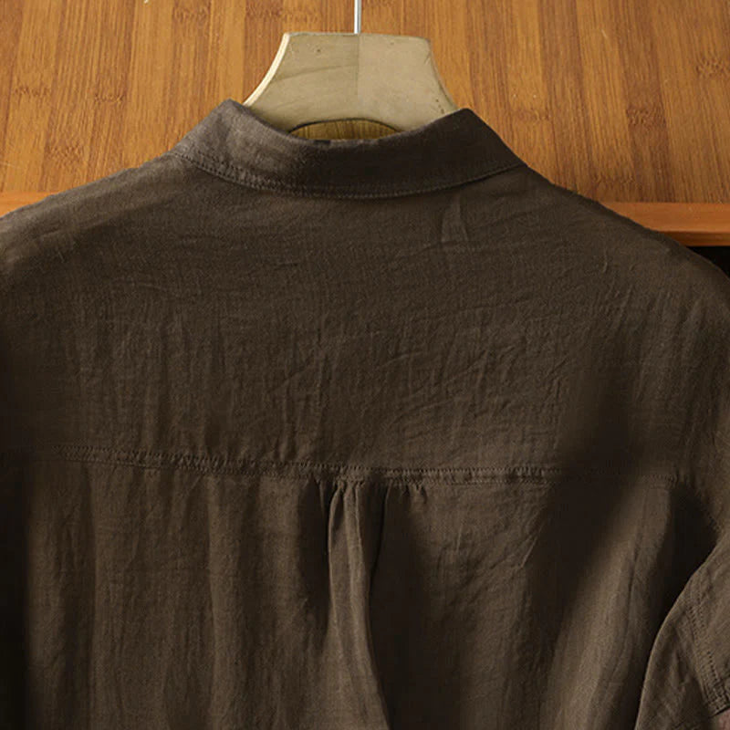 Buddha Stones Fall Commute Lapel Women's Long Sleeve Shirt With Pocket