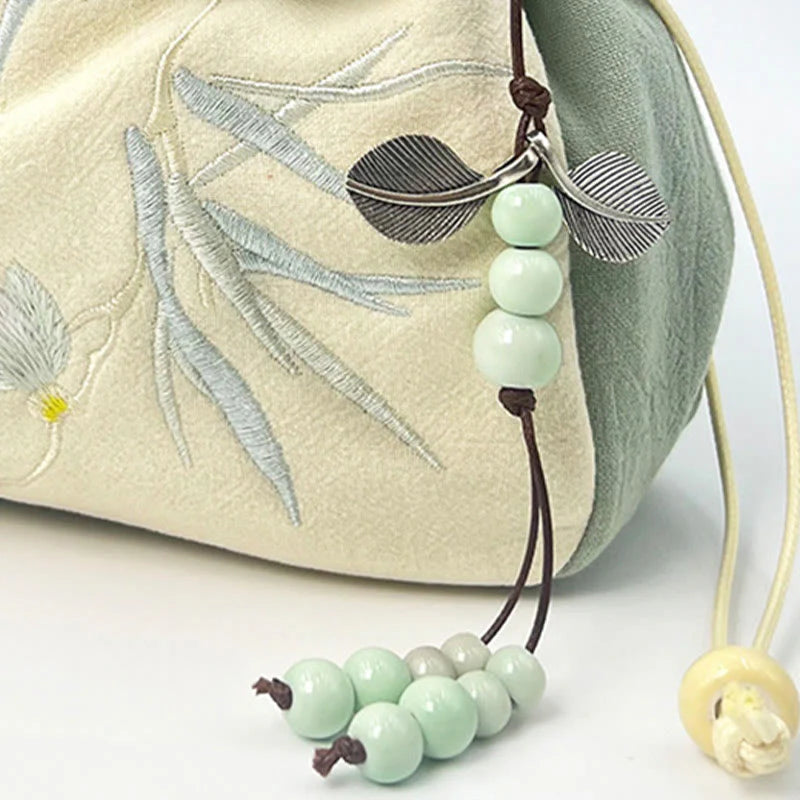 Buddha Stones Suzhou Embroidery Lotus Epiphyllum Magnolia Cotton Linen Tote Crossbody Bag Shoulder Bag Handbag
