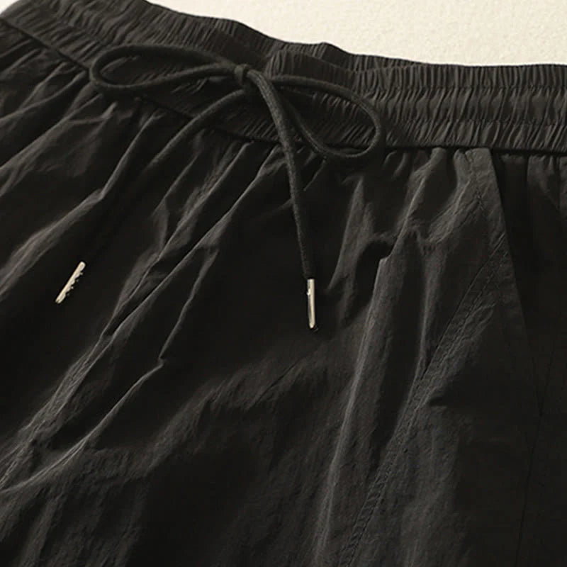 Buddha Stones Summer Vintage Plain Drawstring Cuffed Women's Pants With Pockets