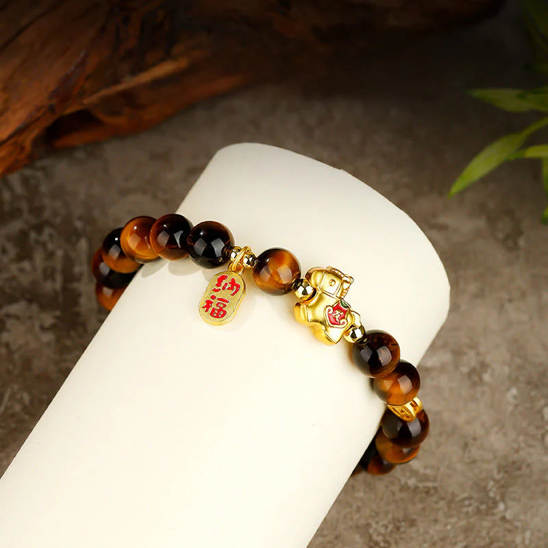 Buddha Stones Year Of The Horse Tiger Eye Courage Bracelet