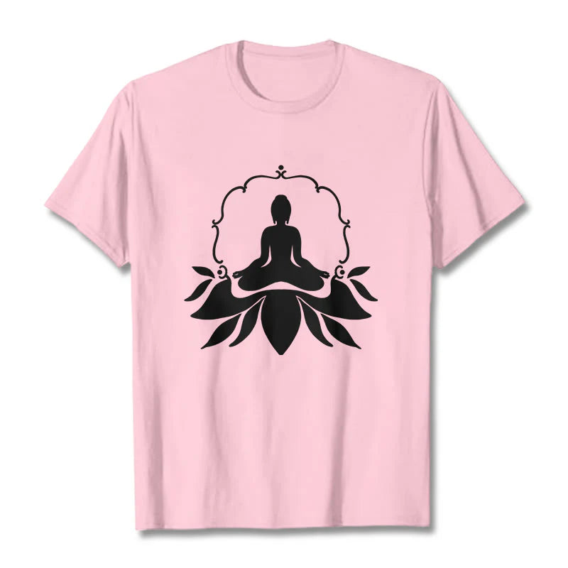 Buddha Stones Meditating Buddha Seated on Grass Tee T-shirt