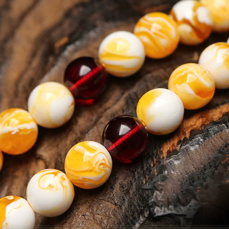 FREE Today: Focus and Spiritual Practice Tibetan White Yellow 108 Beads Amber Mala