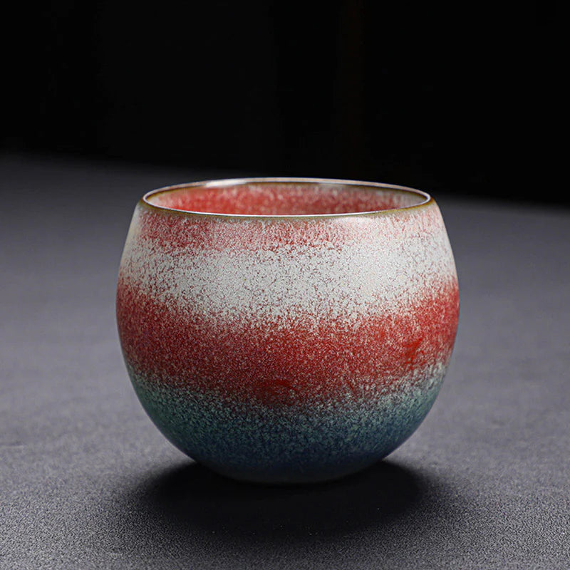 Buddha Stones Retro Red Gradient Kiln Change Ceramic Teacup Kung Fu Tea Cup
