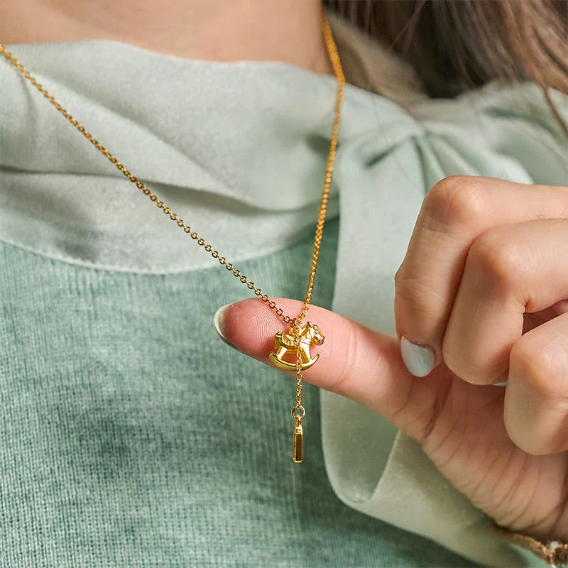 Buddha Stones Year Of The Horse 24k Gold Plated Copper Peaceful Necklace Pendant