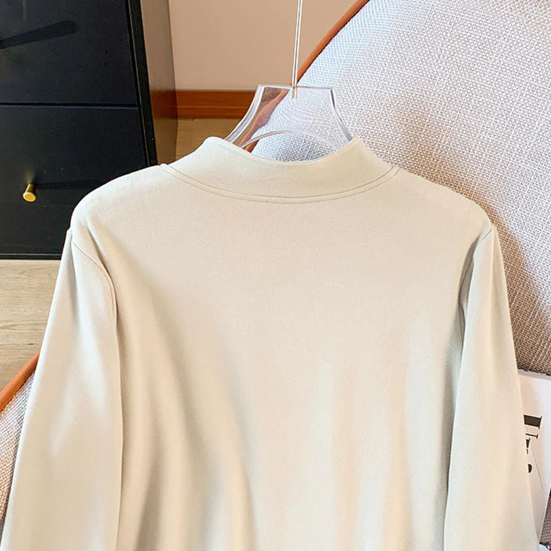 Buddha Stones Spring Solid Color Stand Collar Frog-button Design Women's Cotton Long Sleeve Shirt