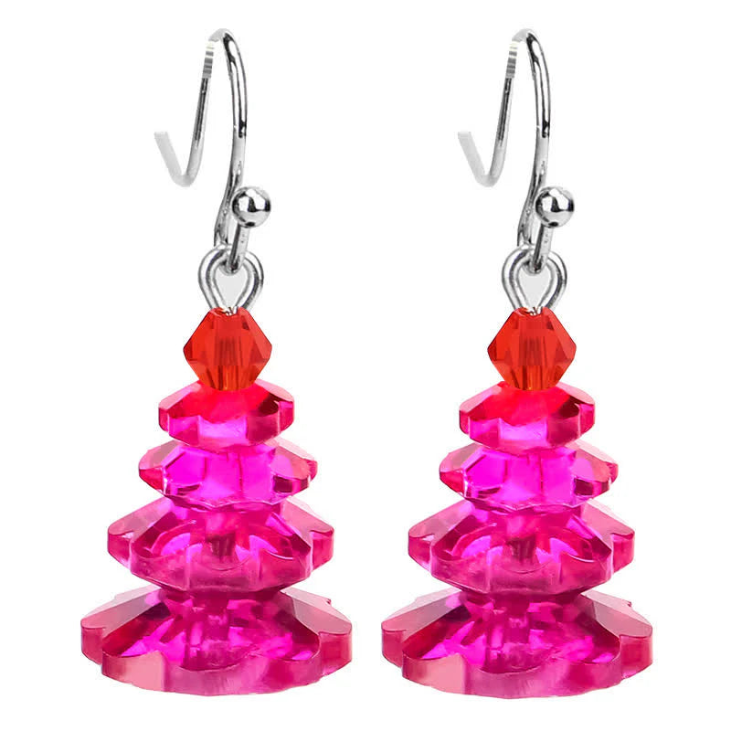 Buddha Stones Various Crystals Christmas Tree Amethyst Peace Healing Drop Earrings