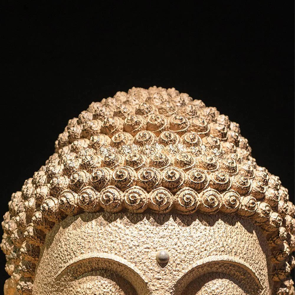 Buddha Stones Closed Eyes Meditating Buddha Head Resin Statue Zen Home Decoration 42*30*30cm