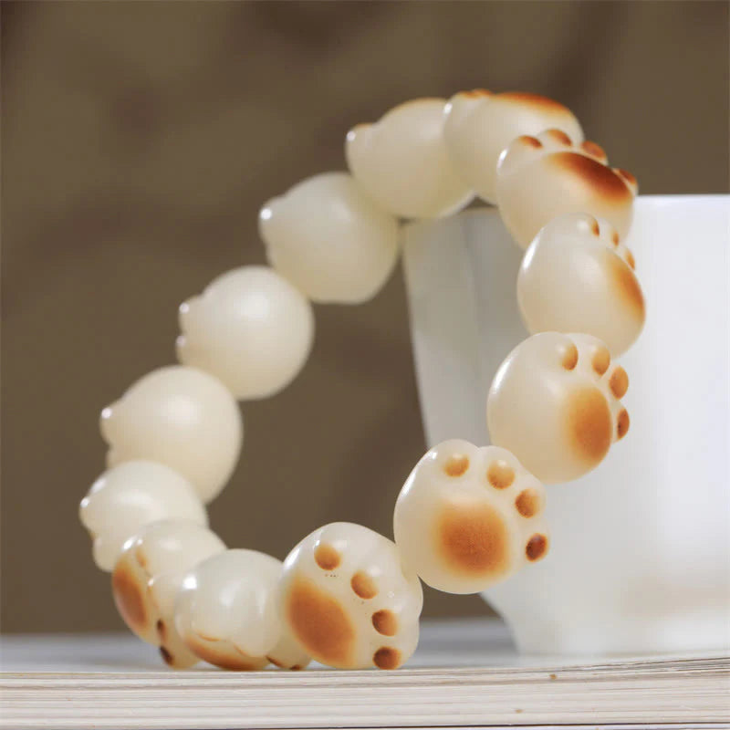 Buddha Stones Cute Cat Paw Claw Bodhi Seed Peace Bracelet