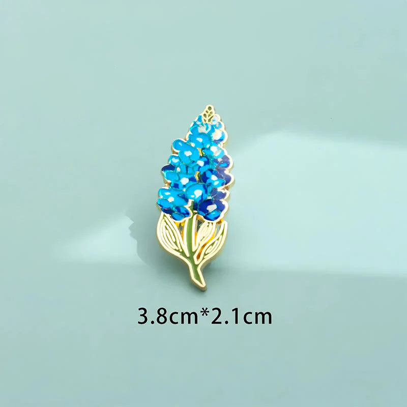 FREE Today: Healing and Luck Small Forget-Me-Not Corn Poppy Lily of the Valley Hydrangea Lupine Copper Brooch