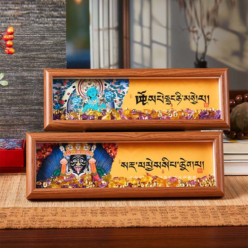 Buddha Stones Om Mani Padme Hum Buddha Golden Ingot Thangka Photo Frame Ornament Home Decor
