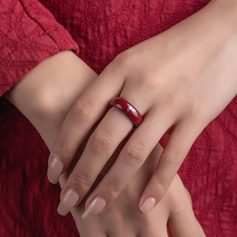 Buddha Stones Chinese Zodiac Year Of The Horse Cinnabar Blessing Ring