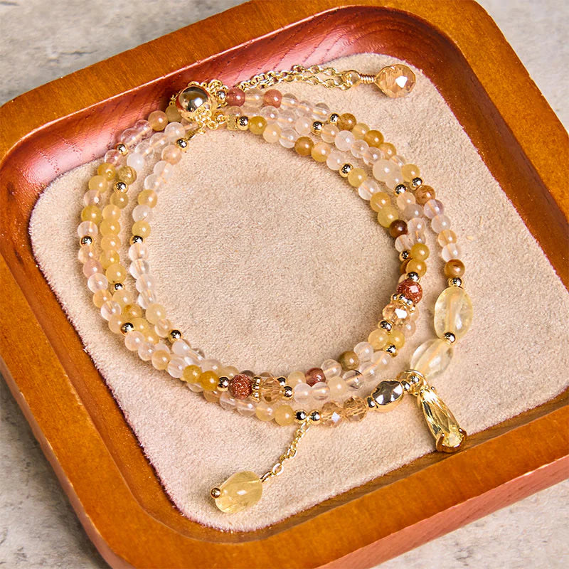 Buddha Stones Natural Citrine Beads Pleasure Multi Layer Bracelet