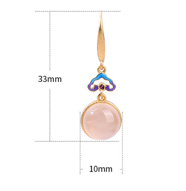 Buddha Stones 925 Sterling Silver Posts Natural Chalcedony Gold-plated Harmony Earrings