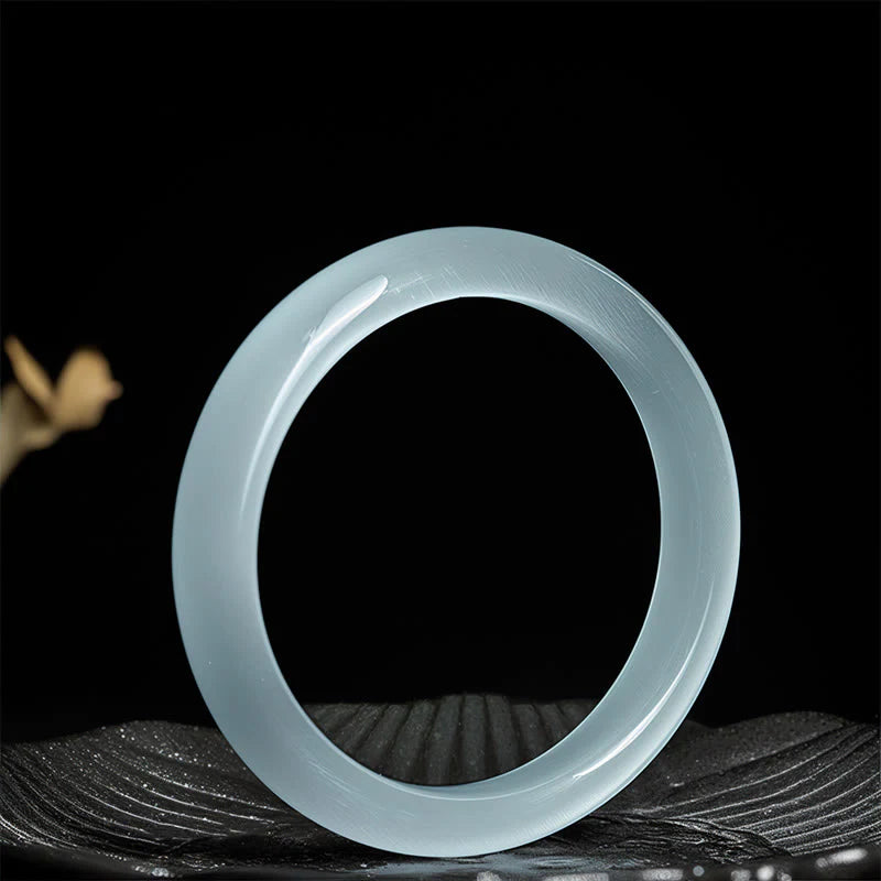 Buddha Stones White Cat's Eye Abundance Spiritual Cuff Bangle Bracelet