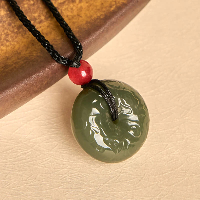 Buddha Stones Wishing You Peace and Safety Peace Buckle Jade Necklace Includes Gift Message Card